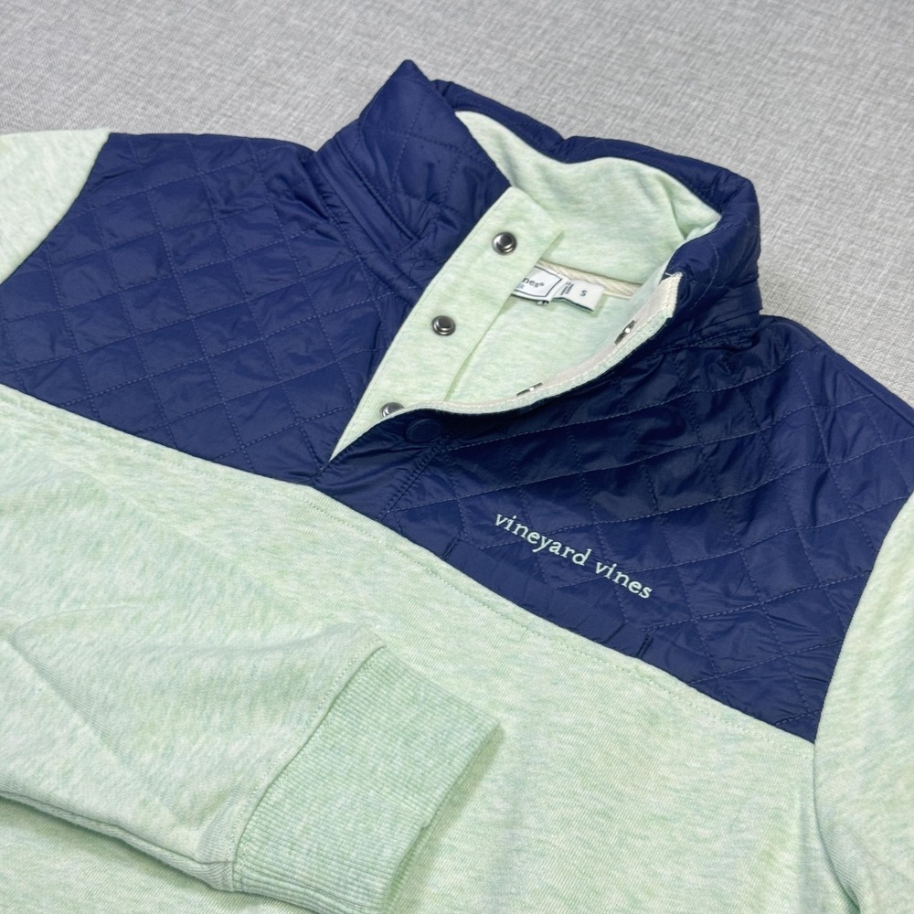Vineyard Vines Hoodie Mens Small Green Quilted Mock Neck Pullover Performance